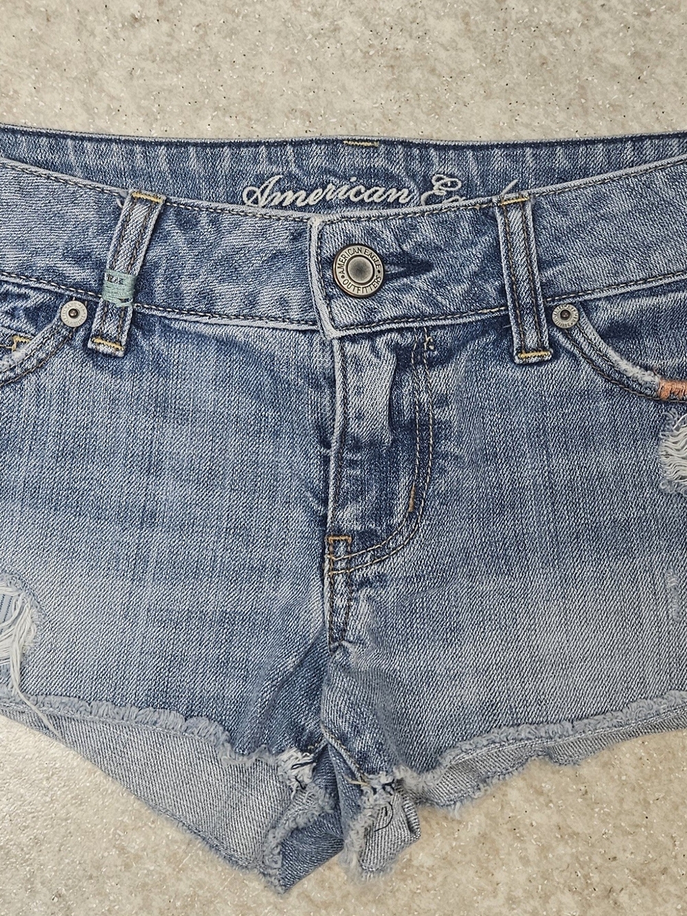 American Eagle Vintage Y2K Low Rise Distressed Cutoff Booty Shortie Shorts Sz 8